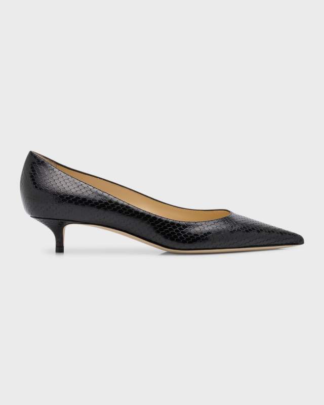 Amelia Snake Printed Kitten-Heel Pumps